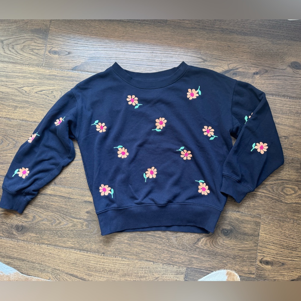 Lou & Grey Navy Embroidered Floral Sweatshirt